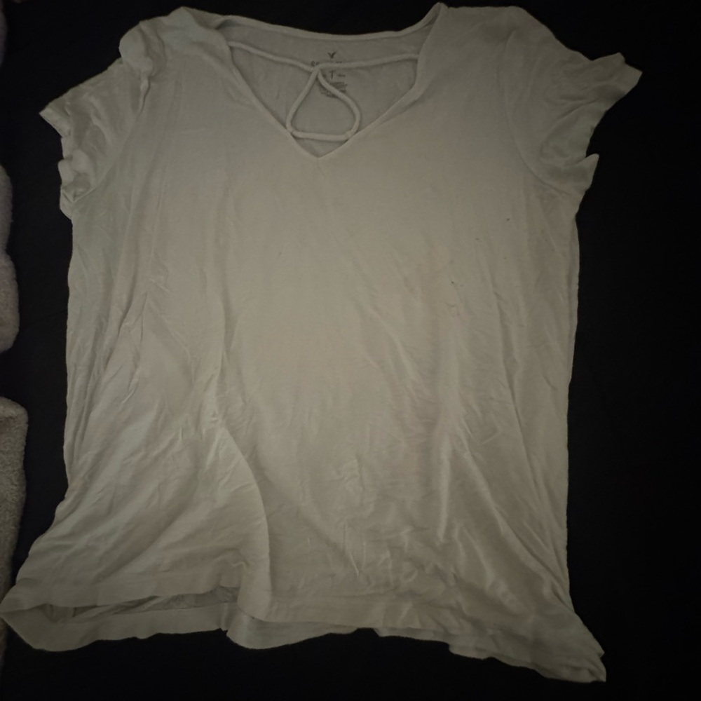 Women's White V-Neck Top